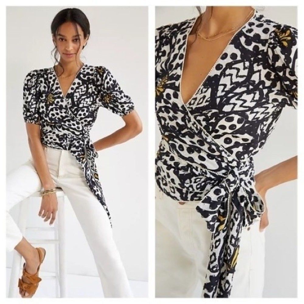 FARM RIO x ANTHROPOLOGIE Floral Wrap Blouse in Assorted
